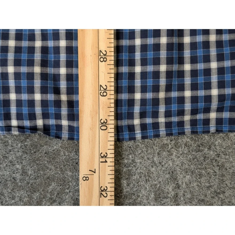 Banana Republic Men's L Soft Wash Tailored Slim Fit Shirt Blue Plaid Long Sleeve